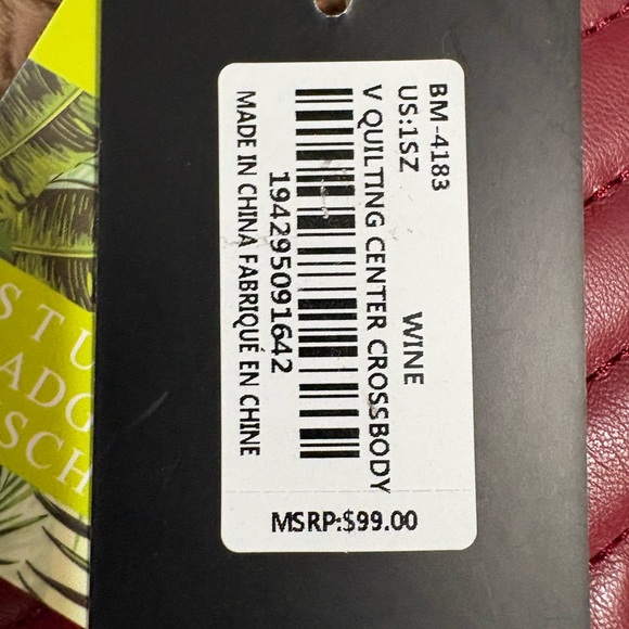 Badgley Mischka quilted crossbody clutch in wine color - Picture 2 of 4